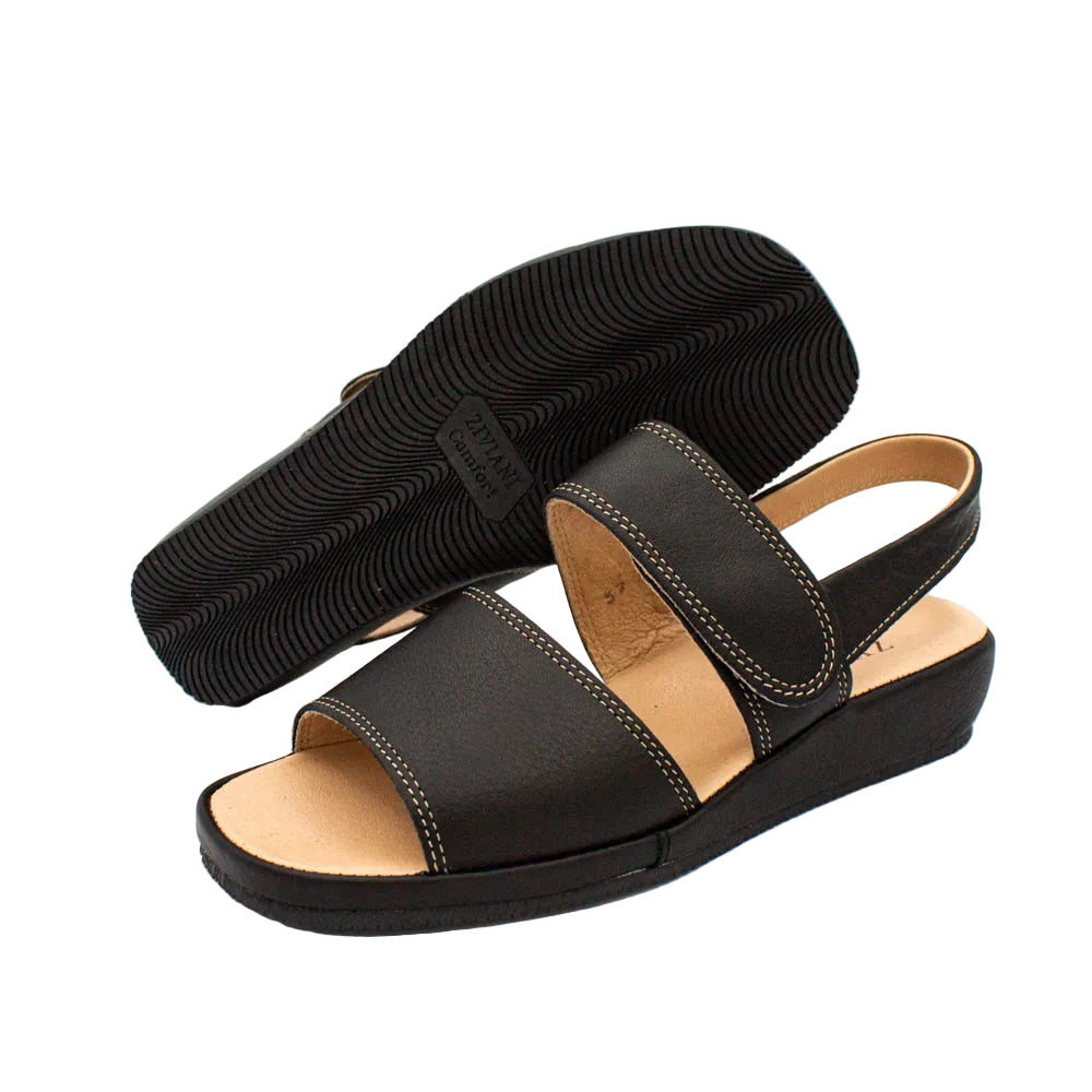 Sandali comfort in pelle nero