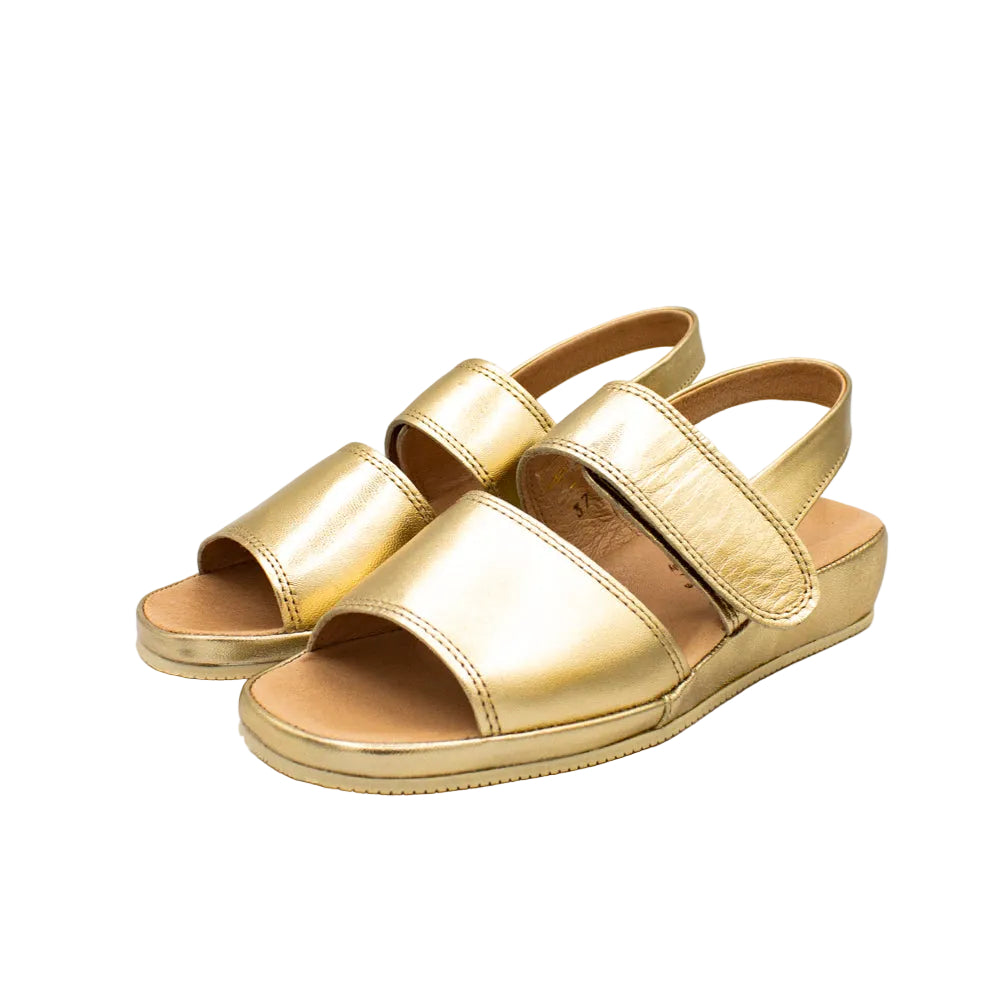 Sandali comfort in pelle platino