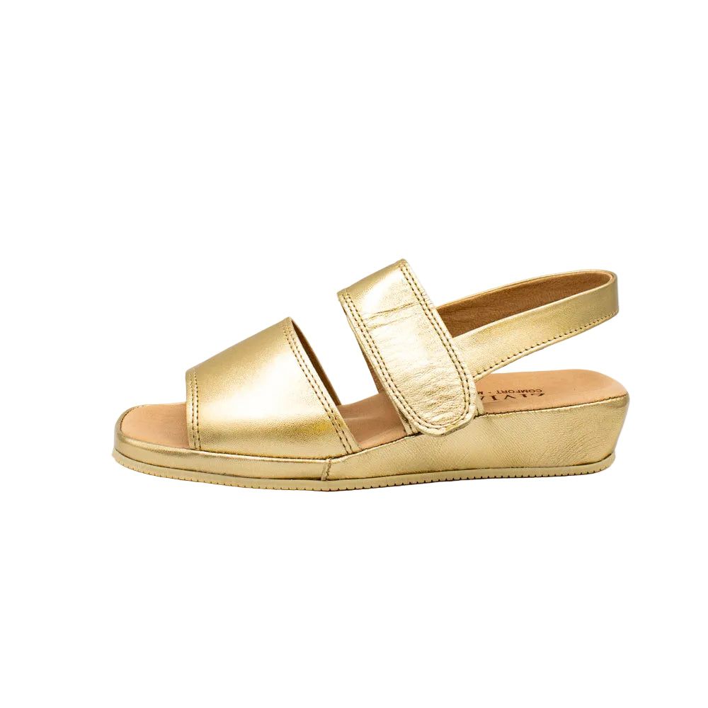 Sandali comfort in pelle platino