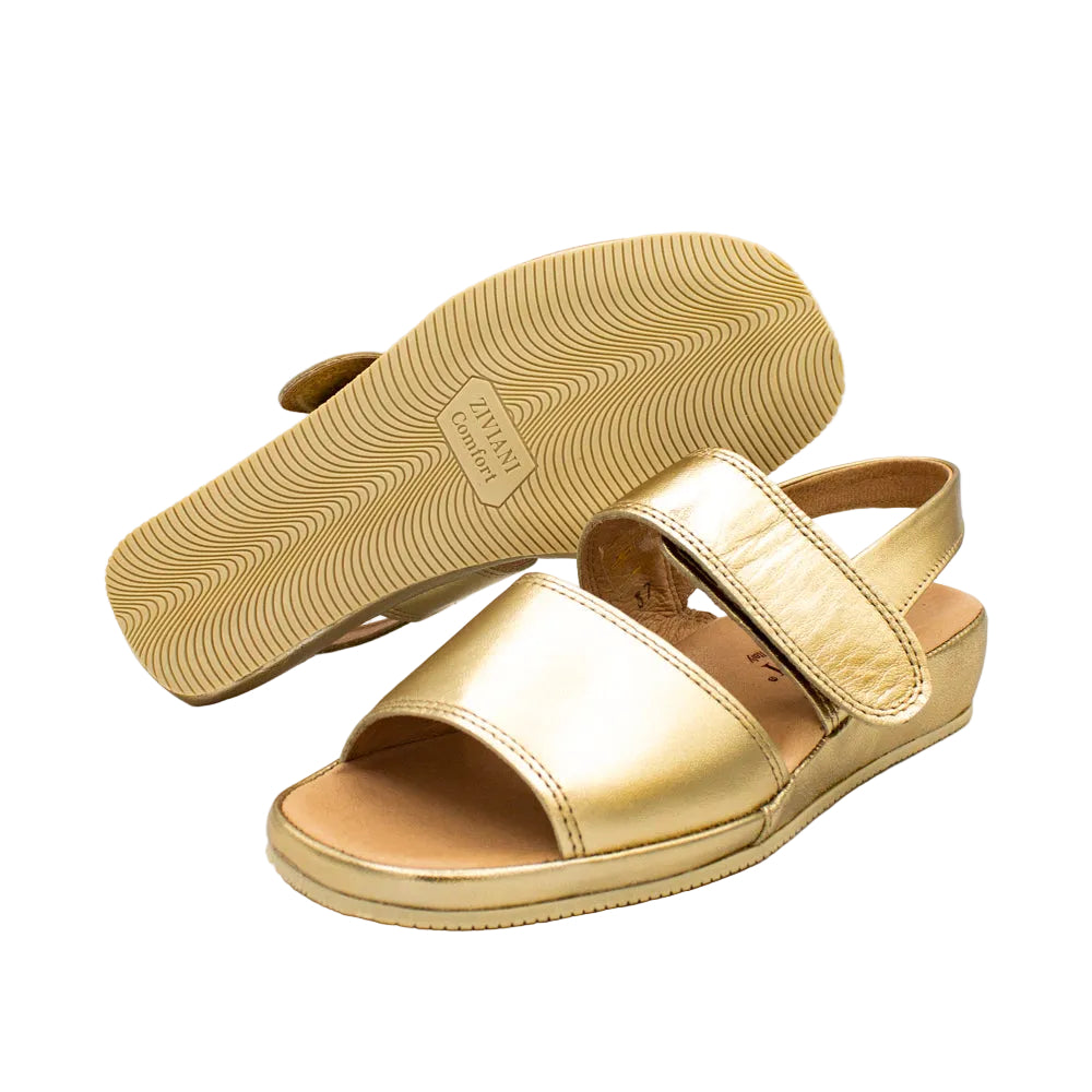 Sandali comfort in pelle platino