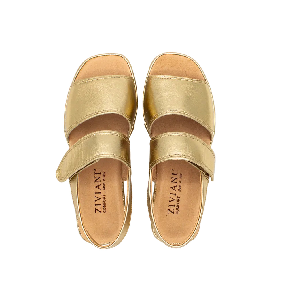 Sandali comfort in pelle platino