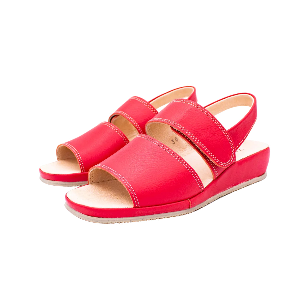 Sandali comfort in pelle rosso
