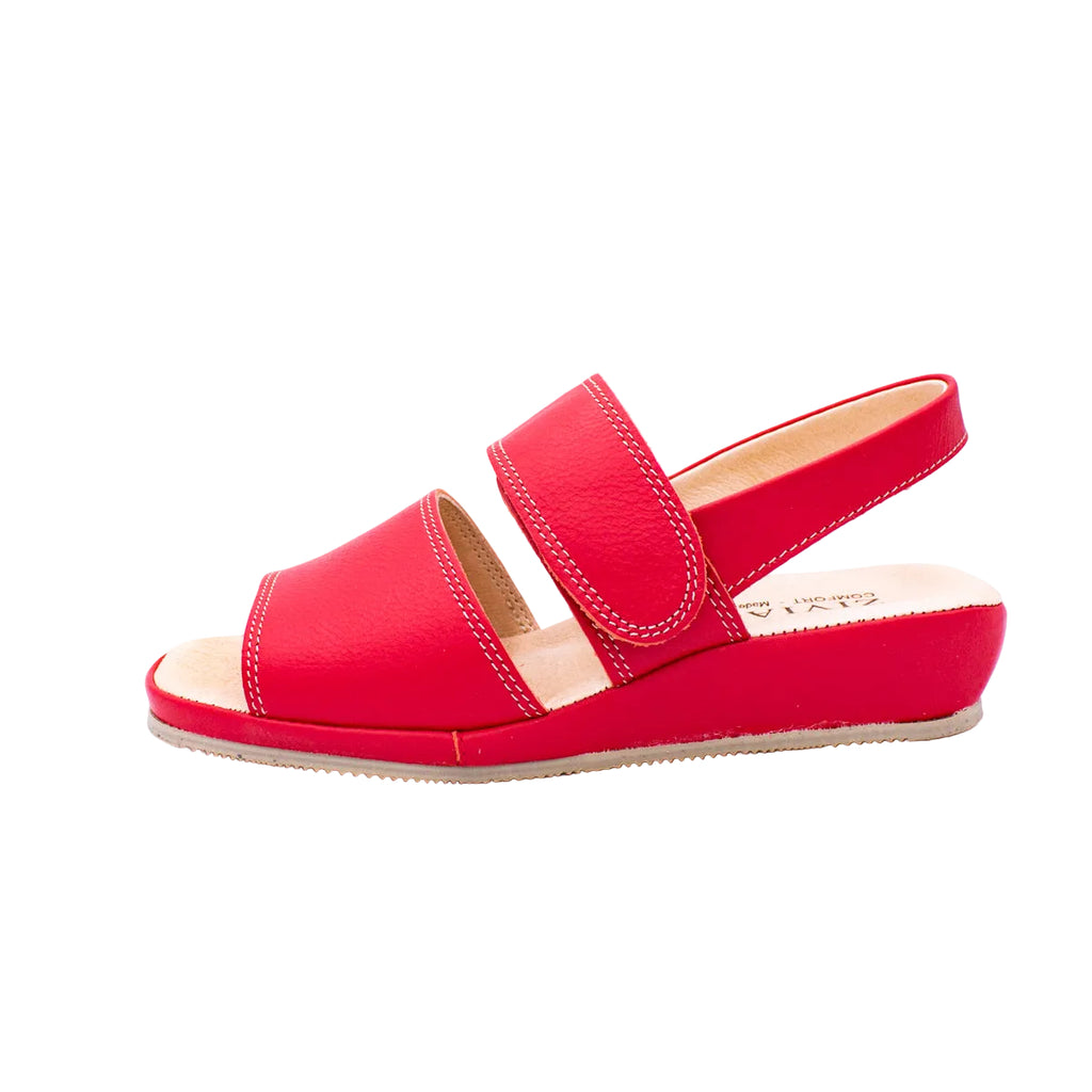 Sandali comfort in pelle rosso