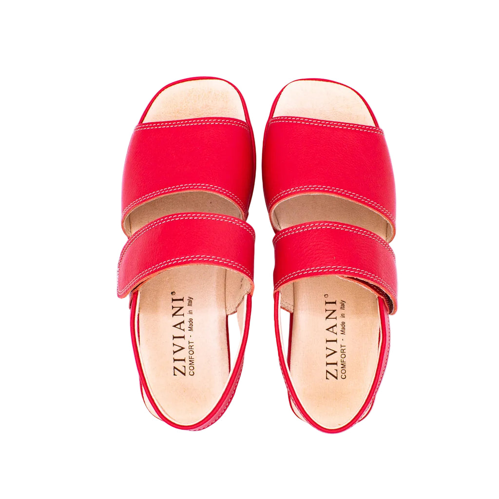 Sandali comfort in pelle rosso