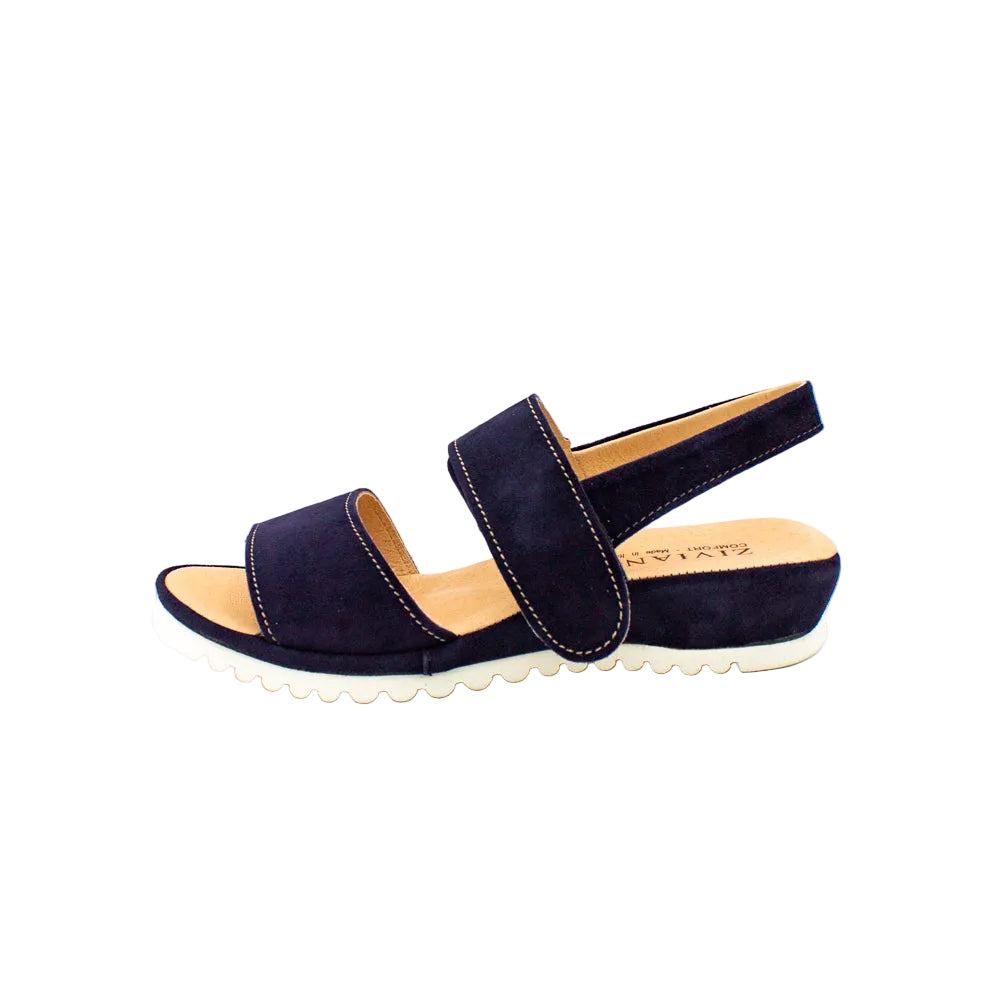 Sandali comfort in camoscio blu