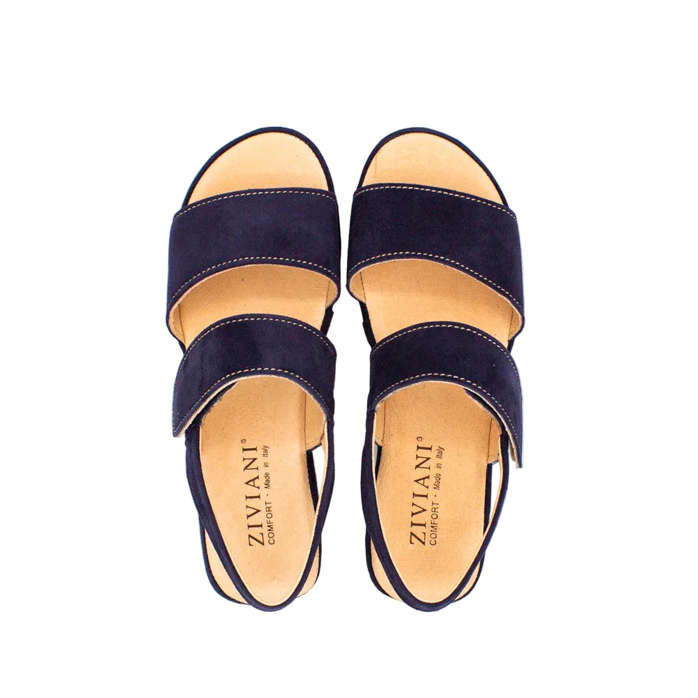Sandali comfort in camoscio blu