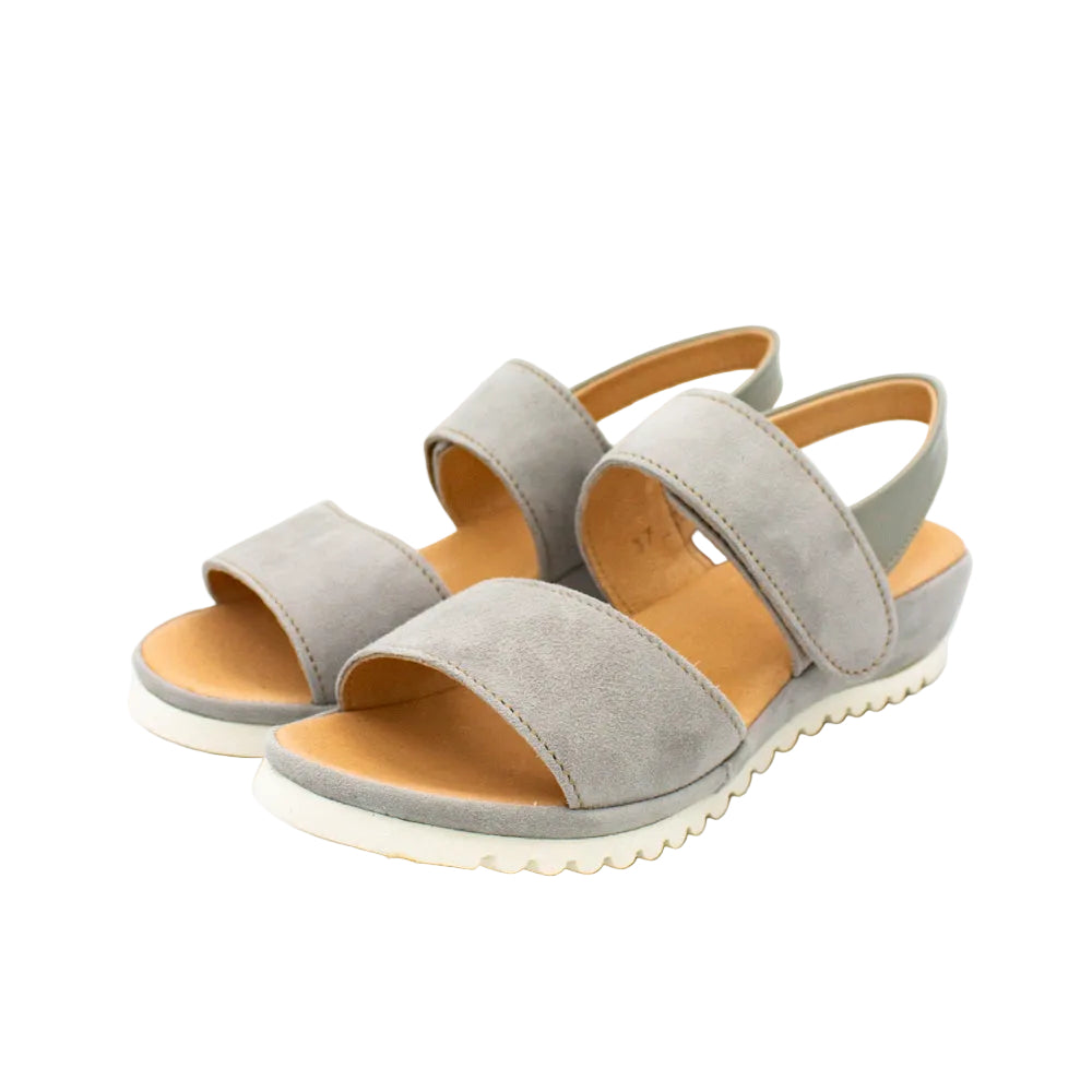 Sandali comfort in camoscio grigio