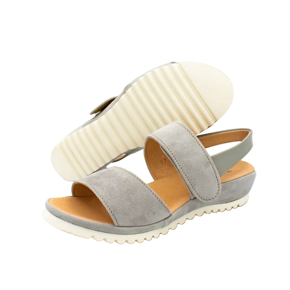 Sandali comfort in camoscio grigio