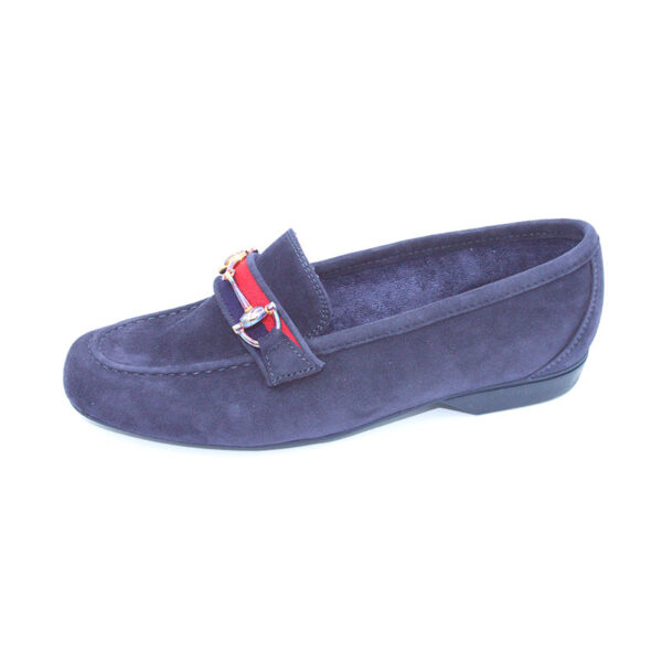 Mocassino camoscio con fascia colorata